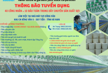 THÔNG BÁO TUYỂN DỤNG LAO ĐỘNG CHO CÔNG NHÂN NHÀ MÁY SỢI ĐỒNG VĂN (THÁNG 12/2024)